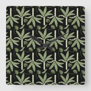 Tropical palm trees seamless pattern square wall clock
