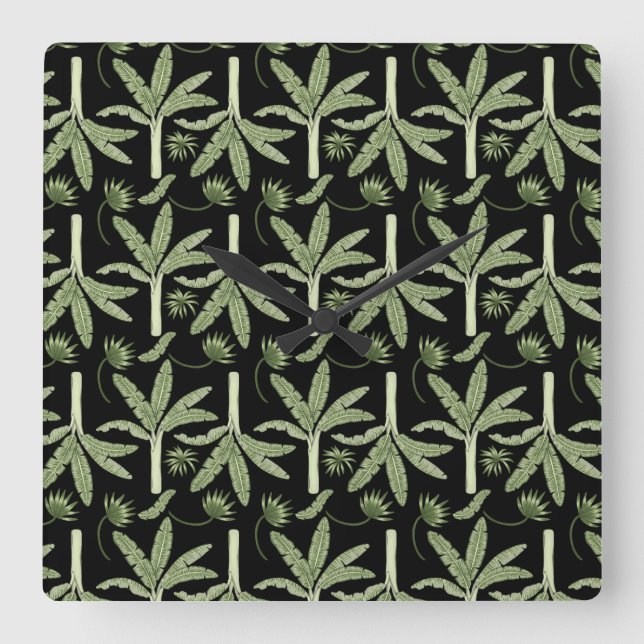 Tropical palm trees seamless pattern square wall clock (Front)