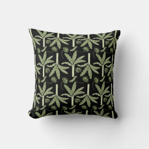 Tropical palm trees seamless pattern throw pillow