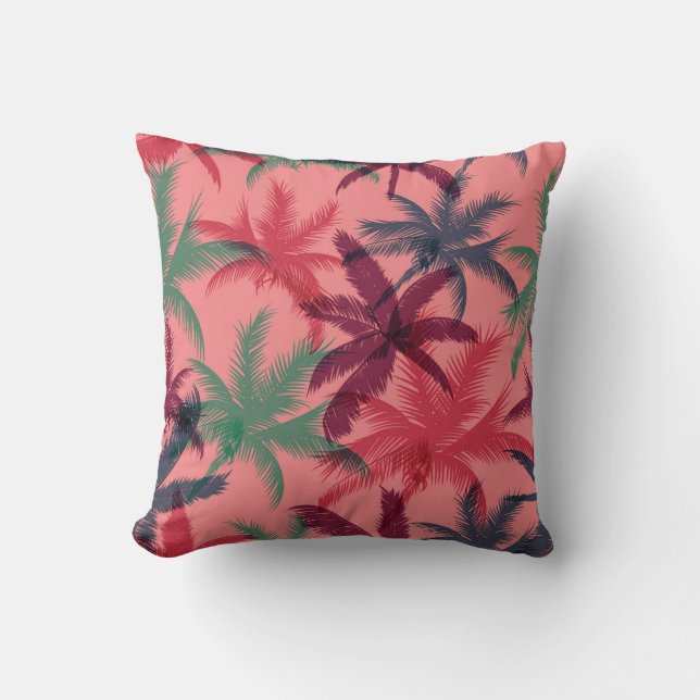 Tropical Palm Trees: Seamless Pattern Throw Pillow (Front)