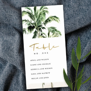 Tropical Palm Trees Seating Chart Table Number