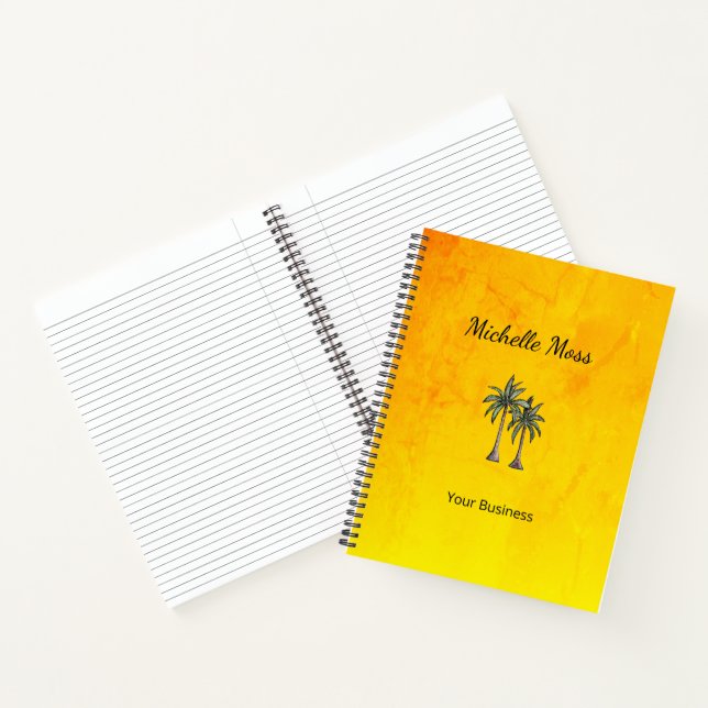 Tropical Palm Trees Simple Beach Elegant Gold Notebook (Inside)