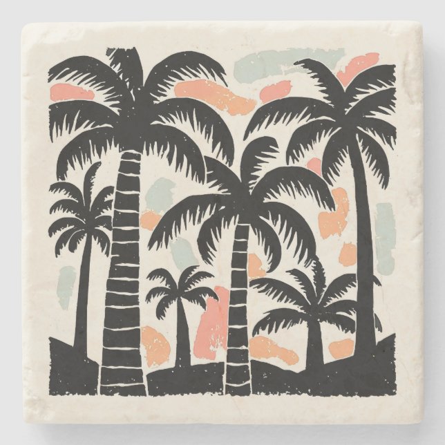 Tropical Palm Trees Stone Coaster (Front)