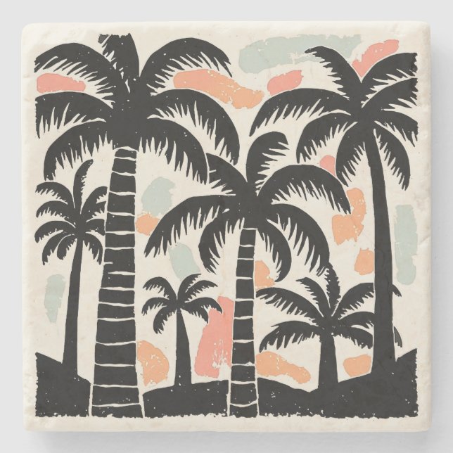 Tropical Palm Trees Stone Coaster (Front)