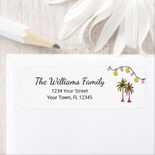 Tropical Palm Trees String Lights Return Address