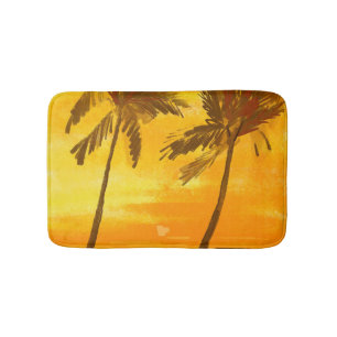 Tropical Palm Trees Summer Background Bath Mat