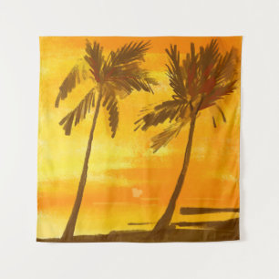 Tropical Palm Trees Summer Background Tapestry