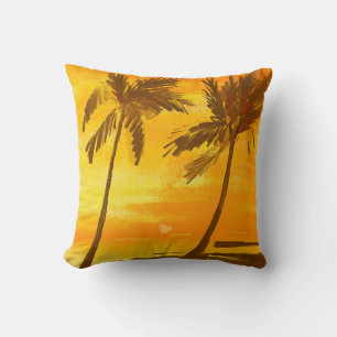 Tropical Palm Trees Summer Background Throw Pillow