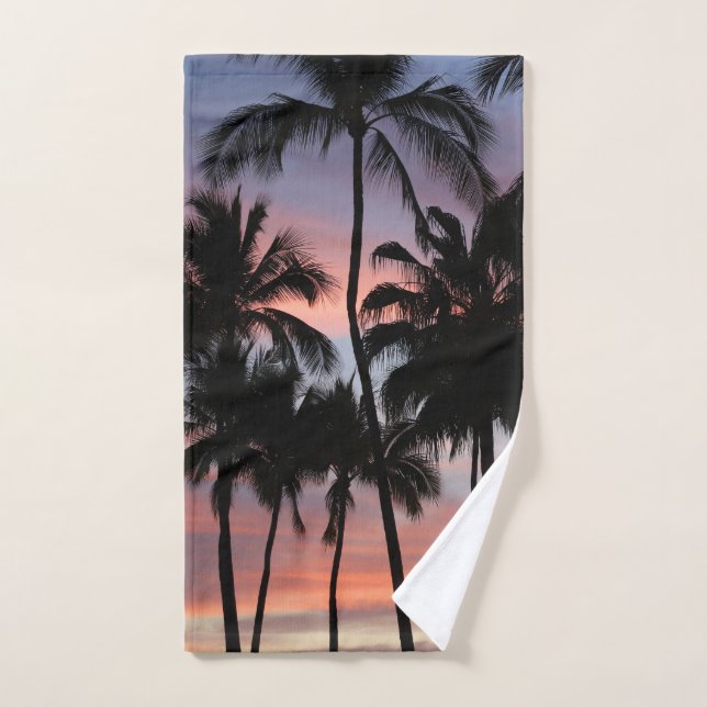 Tropical Palm Trees Sunset Bath Towel Set (Hand Towel)
