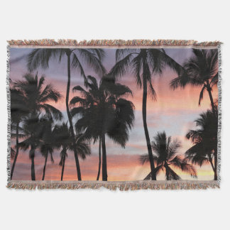 Tropical Palm Trees Sunset Throw Blanket