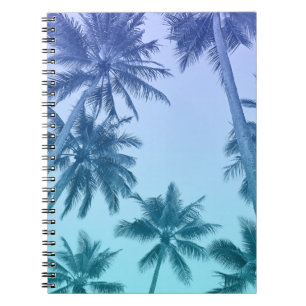 Tropical Palm Trees Teal Gradient Beach Notebook