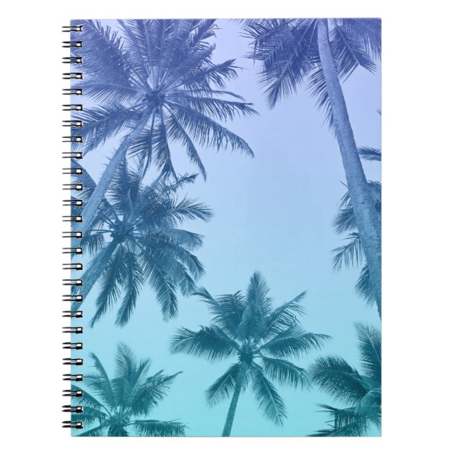 Tropical Palm Trees Teal Gradient Beach Notebook (Front)