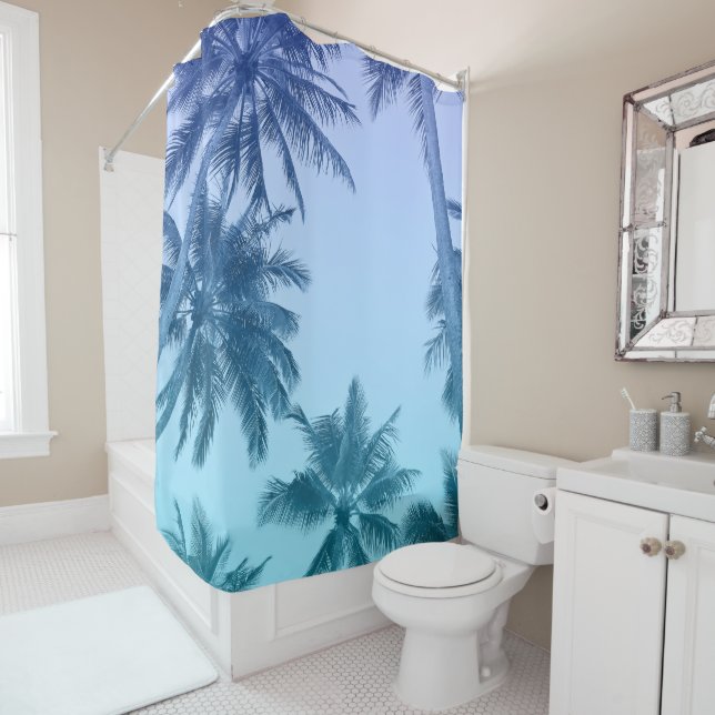 Tropical Palm Trees Teal Gradient Trendy (In Situ)