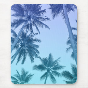 Tropical Palm Trees Teal Gradient Trendy Mouse Pad