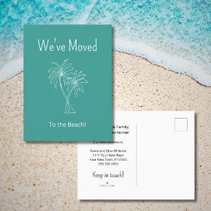 Tropical Palm Trees Teal Green We've Moved Moving  Announcement Postcard