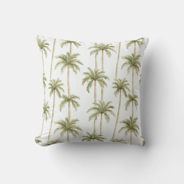 Tropical Palm Trees Throw Pillow (Front)