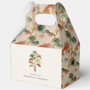 Tropical Palm Trees Watercolor Pastel Boho Wedding Favor Box