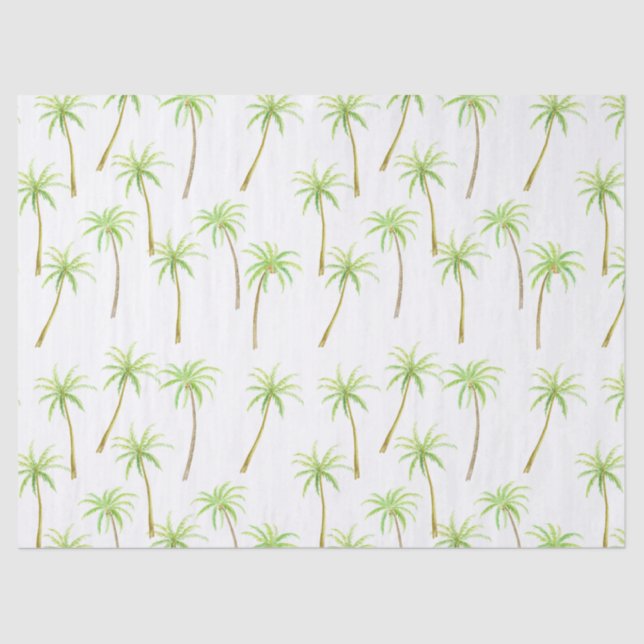 Tropical Palm Trees Watercolor Tissue Paper (Front)