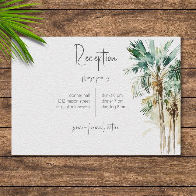 Tropical Palm Trees Wedding Reception Enclosure Card (Creator Uploaded)