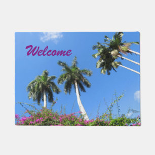 Tropical Palm trees Welcome Doormat