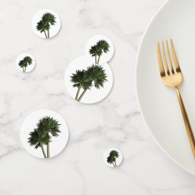 Tropical Palm Trees White Elegant Table Decor Confetti (Group)