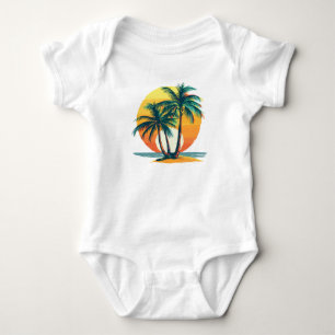 Tropical Palm Trees with Vibrant Sunset Baby Bodysuit