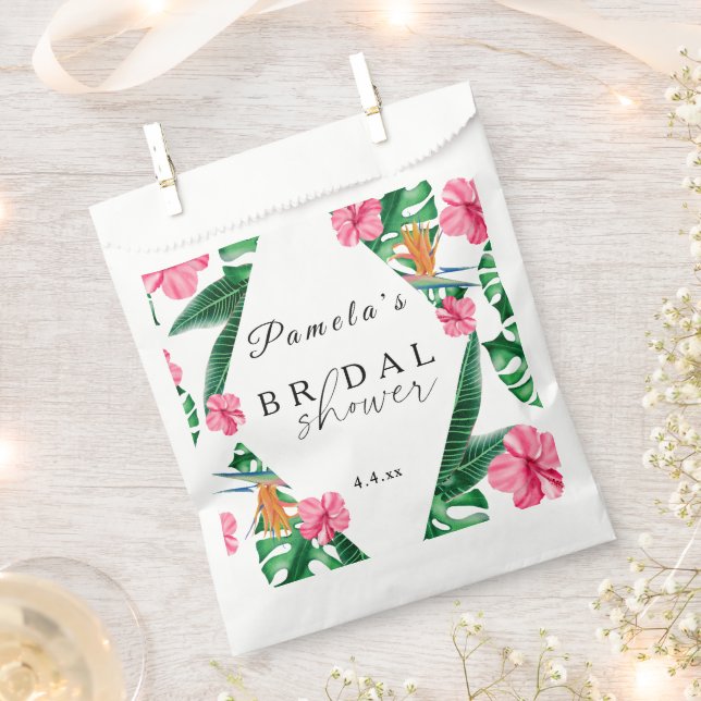 Tropical Palm Watercolor Geometric Bridal Shower  Favour Bag (Clipped)