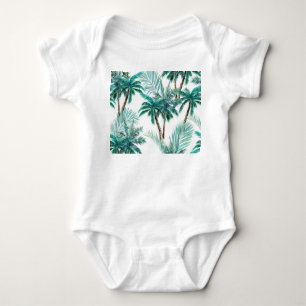 Tropical Palm: Watercolor Jungle Pattern. Baby Bodysuit