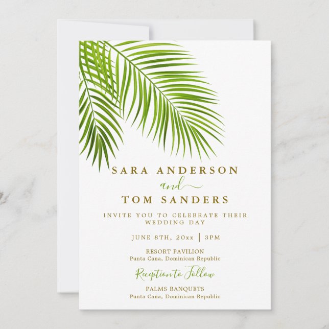 Tropical Palm Wedding Invitation   (Front)