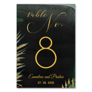 Tropical Palm Wedding Table Number Card