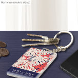 Tropical Palm | Welcome | Vacation Rental Keychain<br><div class="desc">Template keychain features a stylish tropical palm leaf pattern; designed as a template with custom text and shown with "welcome' in modern typography. A stylish modern tropical patterned keychain to welcome your guests to your beach house, vacation rental or Airbnb. Shown with the text "WELCOME" and "PLEASE ENJOY YOUR STAY"...</div>