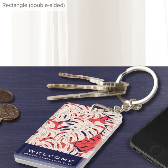 Tropical Palm | Welcome | Vacation Rental Keychain (Creator Uploaded)