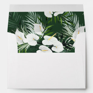 Tropical Palm & White Floral 2 - Green Envelope