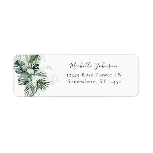 Tropical Palm & White Floral Adresse de retour Lab