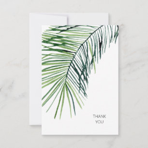 Tropical Palm White Wedding Thank You Card