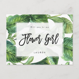 tropical palm will you be my flower girl card