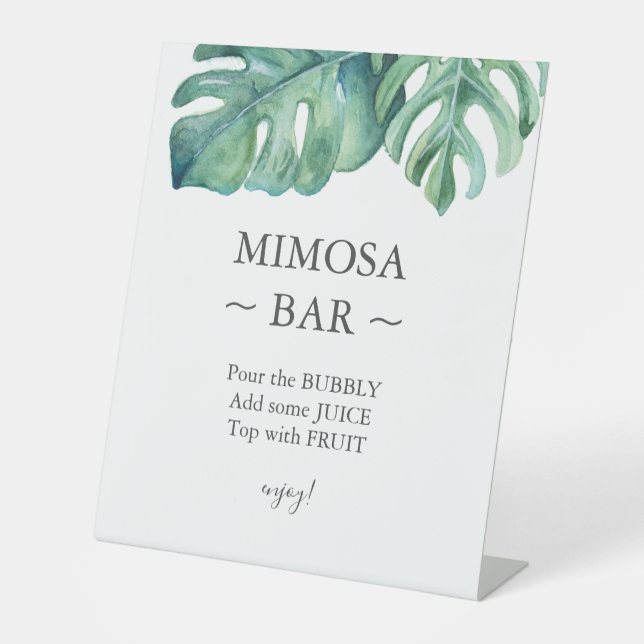 Tropical Palms Bridal Shower Mimosa Bar Sign (Front)