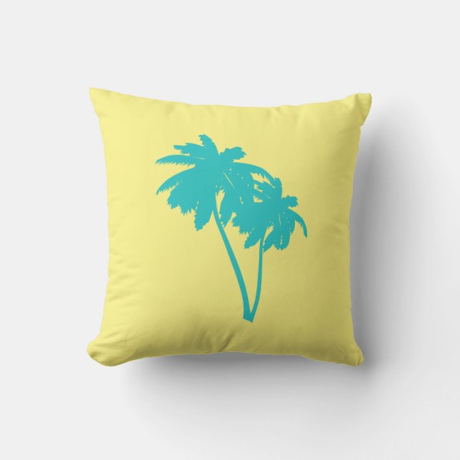 Tropical palms, colourful design throw pillow (Front)