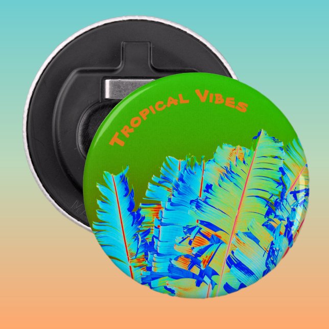 Tropical Palms Colourful Green and Blue Bottle Opener (Creator Uploaded)