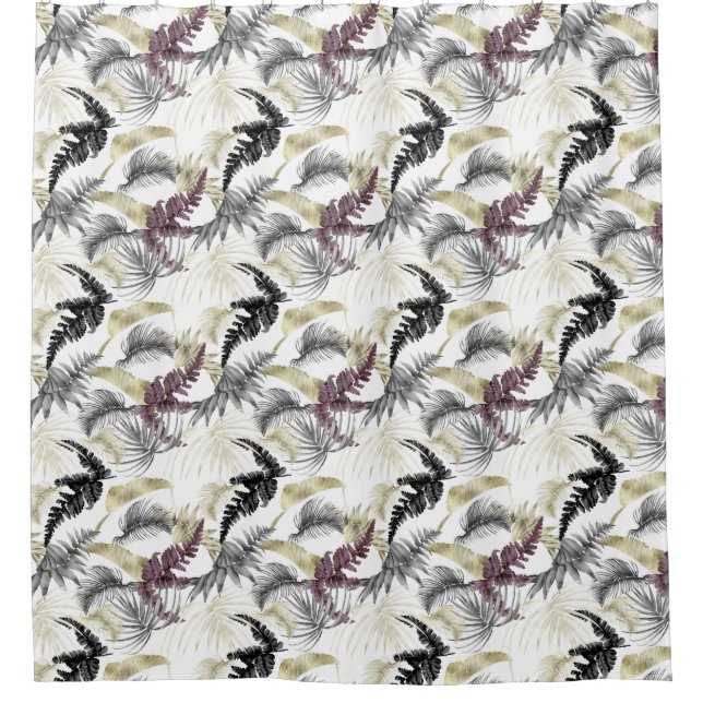 Tropical Palms, Fern in Wine And Black (Front)