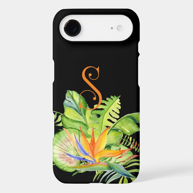 Tropical Palms &  Floral Monogram S (Back)