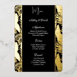 Tropical Palms Foil Wedding Menu Card