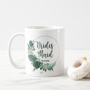 Tropical Palms Gold Circle Bridesmaid Coffee Mug