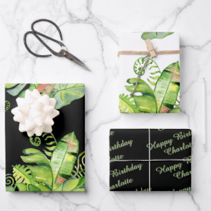 Tropical Palms Greenery Coordinated Gift Wrapping Paper Sheet