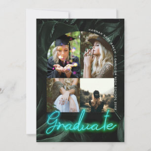 Tropical Palms Neon   Arched Graduation 4 Photo  Announcement