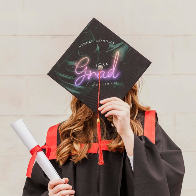 Tropical Palms Neon Lights | Graduation Cap Topper (Creator Uploaded)