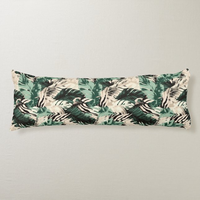 Tropical Palms Print Body Pillow (Front)