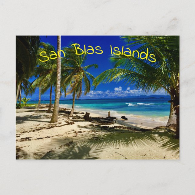 Tropical Palms San Blas Panama Sandy Beach Island Postcard (Front)