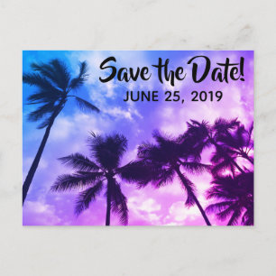 Tropical Palms Save the Date Announcement Postcard
