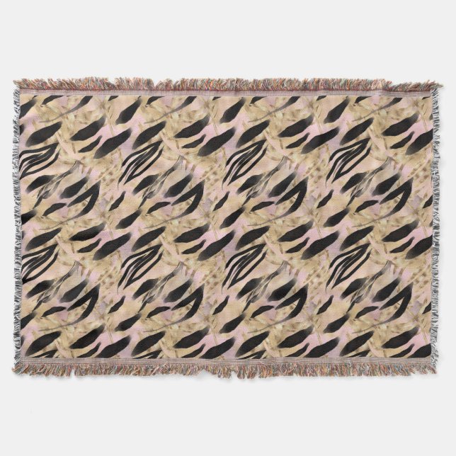 Tropical Palms Tiger Animal Print Throw Blanket (Front)